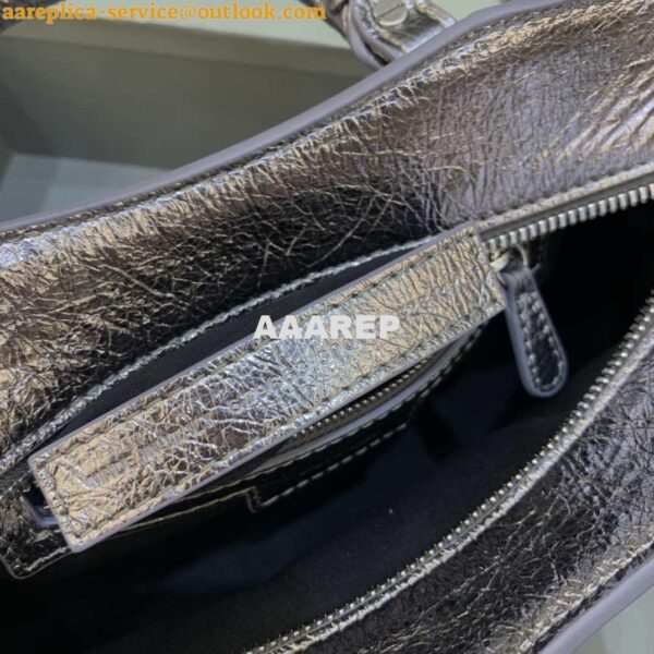 Replica Balenciaga 700940210B Neo Cagole City Handbag in Sliver Grey Arena Lambskin 10