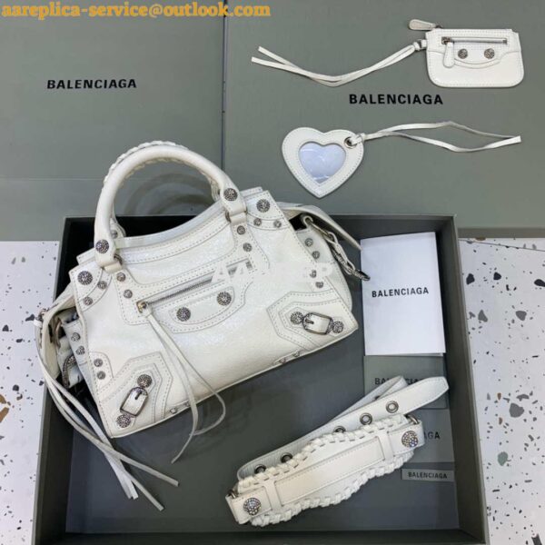 Replica Balenciaga 700940210B Neo Cagole City Handbag in white Arena Lambskin 3