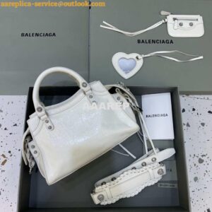 Replica Balenciaga 700940210B Neo Cagole City Handbag in white Arena Lambskin 2