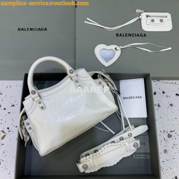 Replica Balenciaga 700940210B Neo Cagole City Handbag in white Arena Lambskin 4