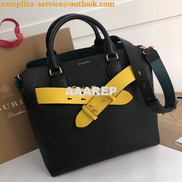 Replica Burberry The Medium Leather Belt Bag 40767231 Black Yellow 4