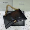 Replica Balenciaga 716332210 Crush Large Chain Bag in Black crushed calfskin aged Black Hardware