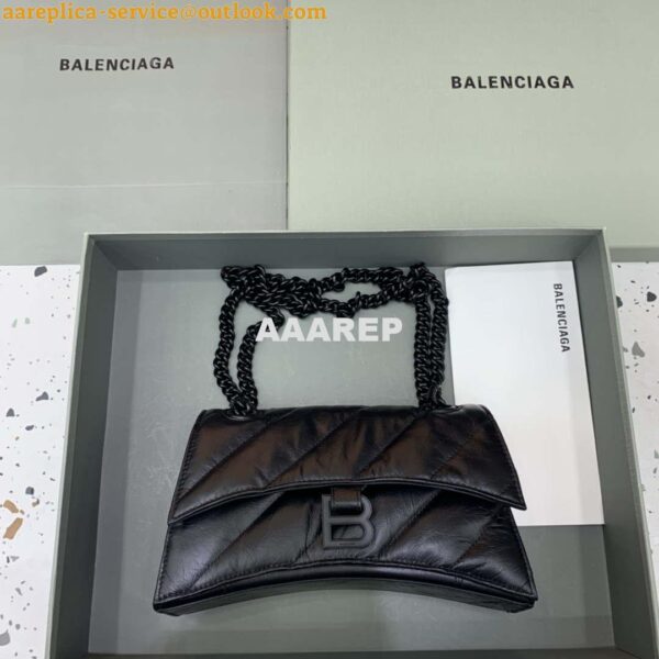 Replica Balenciaga 716351210I Crush Small Chain Bag Quilted in Black metallized crushed calfskin black matte 3