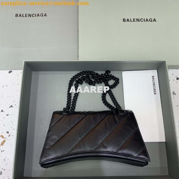 Replica Balenciaga 716351210I Crush Small Chain Bag Quilted in Black metallized crushed calfskin black matte 4