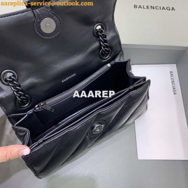 Replica Balenciaga 716351210I Crush Small Chain Bag Quilted in Black metallized crushed calfskin black matte 9