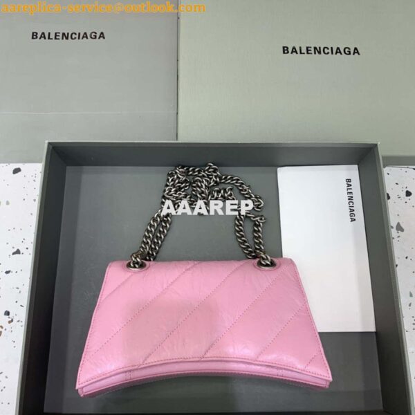 Replica Balenciaga 716351210I Crush Small Chain Bag Quilted in Pink metallized crushed calfskin Silver 2