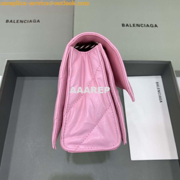 Replica Balenciaga 716351210I Crush Small Chain Bag Quilted in Pink metallized crushed calfskin Silver 3