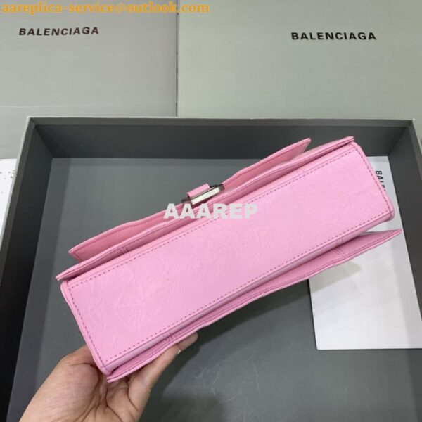 Replica Balenciaga 716351210I Crush Small Chain Bag Quilted in Pink metallized crushed calfskin Silver 6