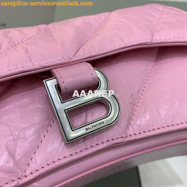 Replica Balenciaga 716351210I Crush Small Chain Bag Quilted in Pink metallized crushed calfskin Silver 7