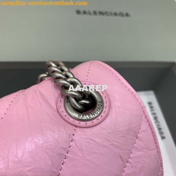 Replica Balenciaga 716351210I Crush Small Chain Bag Quilted in Pink metallized crushed calfskin Silver 6