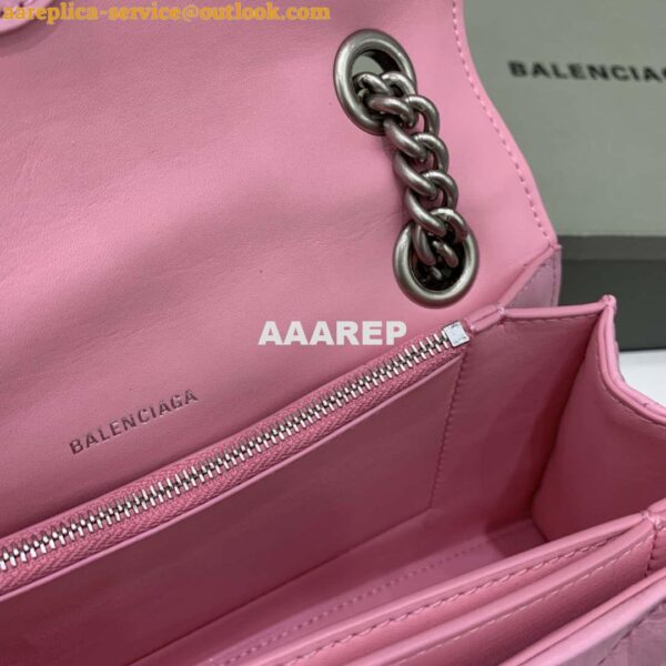 Replica Balenciaga 716351210I Crush Small Chain Bag Quilted in Pink metallized crushed calfskin Silver 8