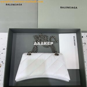 Replica Balenciaga 716351210I Crush Small Chain Bag Quilted in White metallized crushed calfskin Silver 2