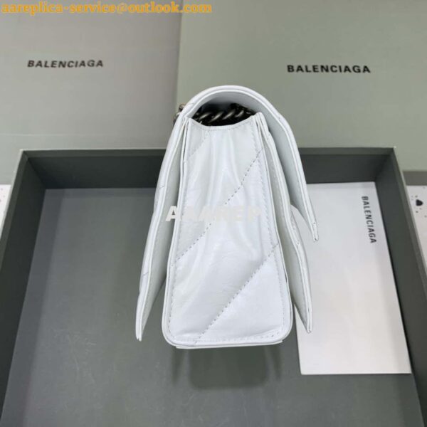 Replica Balenciaga 716351210I Crush Small Chain Bag Quilted in White metallized crushed calfskin Silver 5