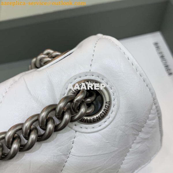 Replica Balenciaga 716351210I Crush Small Chain Bag Quilted in White metallized crushed calfskin Silver 8