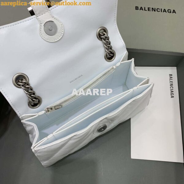 Replica Balenciaga 716351210I Crush Small Chain Bag Quilted in White metallized crushed calfskin Silver 9