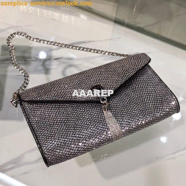 Replica Bvlgari Serpenti Forever Pochette Chain 290329 Charcoal Diamon 3