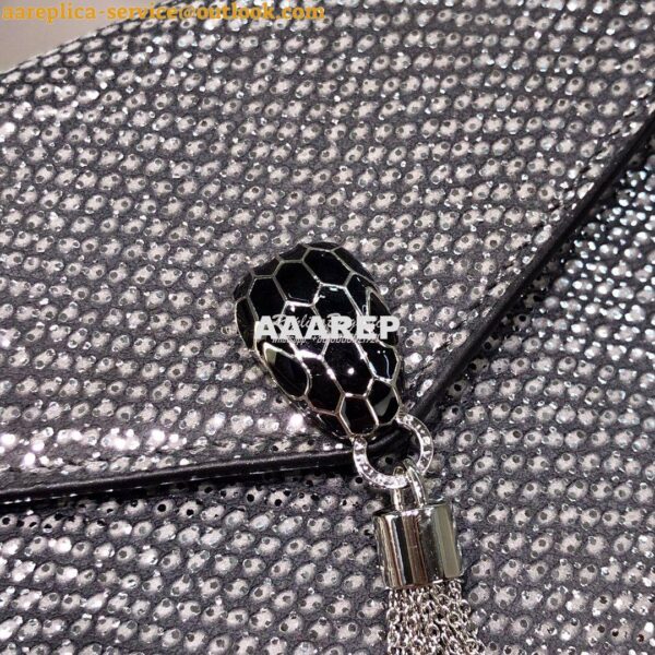 Replica Bvlgari Serpenti Forever Pochette Chain 290329 Charcoal Diamon 4