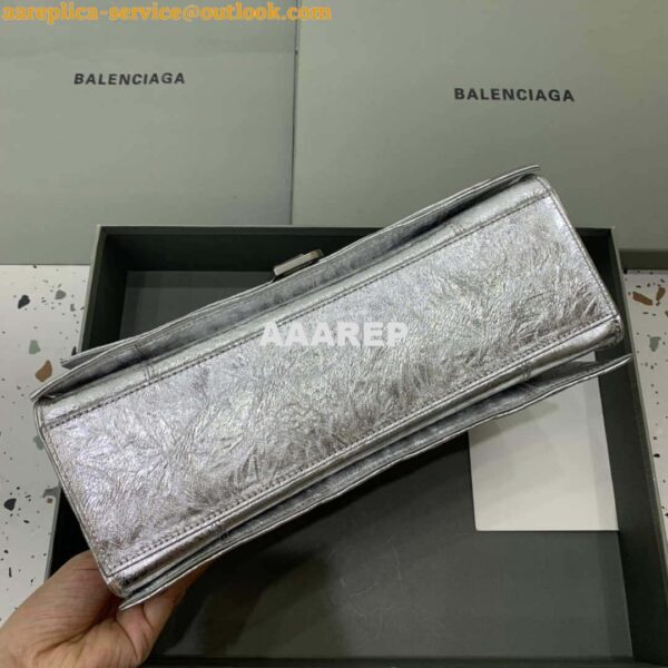 Replica Balenciaga 716393210 Crush Medium Chain Bag Quilted in Silver metallized crushed calfskin Silver 6