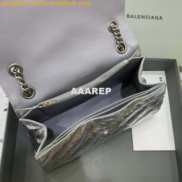 Replica Balenciaga 716393210 Crush Medium Chain Bag Quilted in Silver metallized crushed calfskin Silver 9