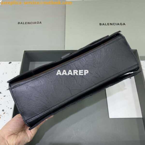 Replica Balenciaga 716393210I Crush Medium Chain Bag in Black crushed calfskin aged Black Hardware 4