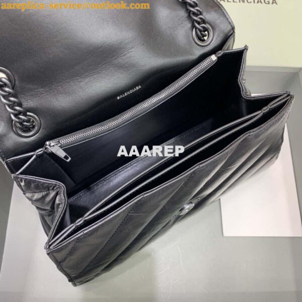 Replica Balenciaga 716393210I Crush Medium Chain Bag in Black crushed calfskin aged Black Hardware 7