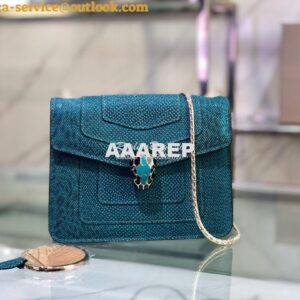 Replica Bvlgari Serpenti Forever Small Bag in Deep Jade Metallic Karun