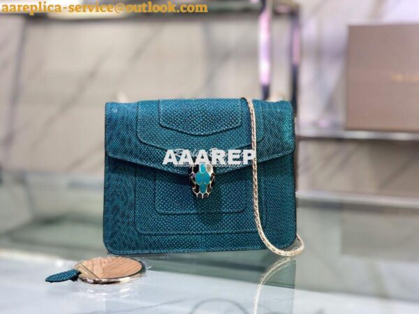 Replica Bvlgari Serpenti Forever Small Bag in Deep Jade Metallic Karun