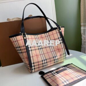 Replica Burberry The Small Canter In Haymarket Check 2 in 1 Black 2