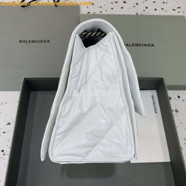 Replica Balenciaga 716393210I Crush Medium Chain Bag in White crushed calfskin aged Silver 3