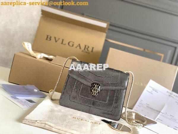 Replica Bvlgari Serpenti Forever Small Bag in Onyx Metallic Karung Sna