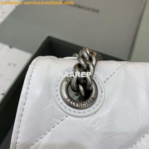 Replica Balenciaga 716393210I Crush Medium Chain Bag in White crushed calfskin aged Silver 6