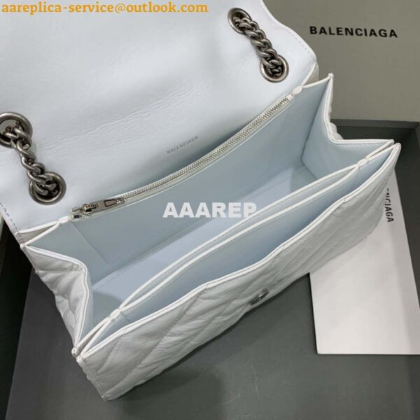 Replica Balenciaga 716393210I Crush Medium Chain Bag in White crushed calfskin aged Silver 7