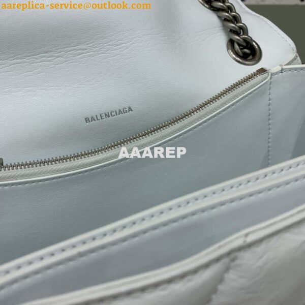 Replica Balenciaga 716393210I Crush Medium Chain Bag in White crushed calfskin aged Silver 8