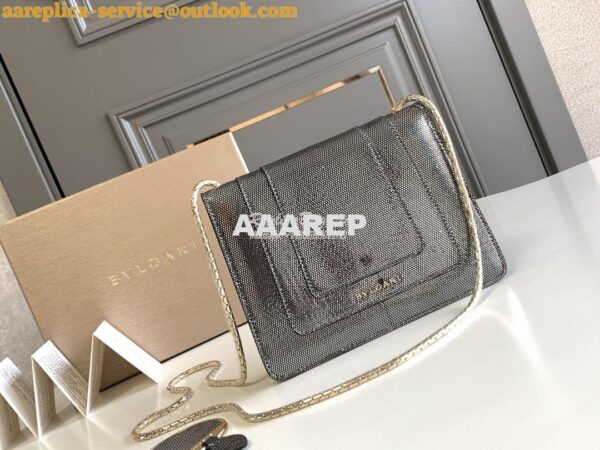 Replica Bvlgari Serpenti Forever Small Bag in Onyx Metallic Karung Sna 5