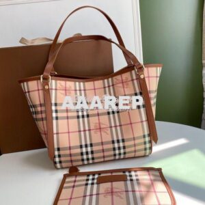 Replica Burberry The Small Canter In Haymarket Check 2 in 1 Brown 2