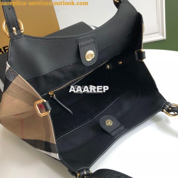 Replica Burberry The Small Canter in Leather and House Check Black 8