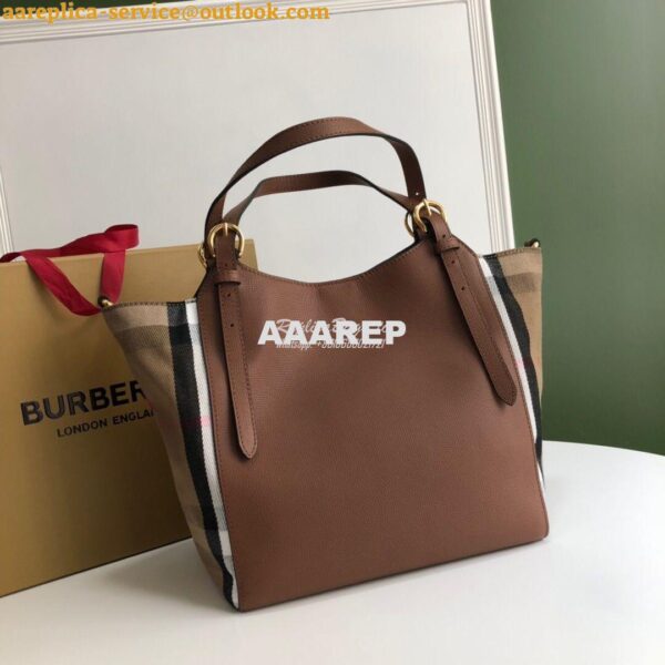 Replica Burberry The Small Canter in Leather and House Check Tan 4