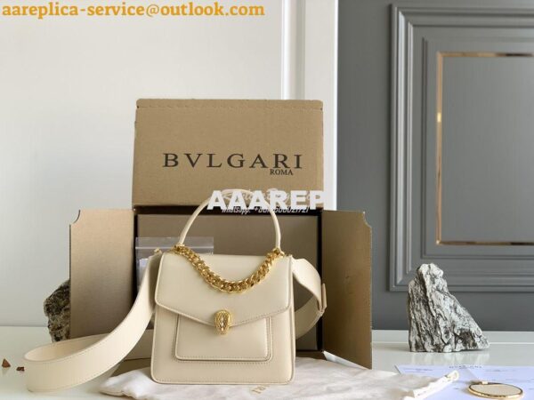 Replica Bvlgari Serpenti Forever Small Maxi Chain Top-handle Bag In Wh 4