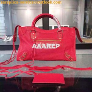 Replica Balenciaga Classic Goatskin Metallic Edge City Red