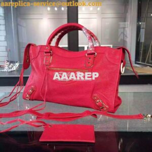 Replica Balenciaga Classic Goatskin Metallic Edge City Red 2