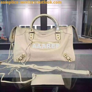 Replica Balenciaga Classic Goatskin Metallic Edge City White