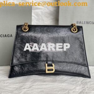 Replica Balenciaga Crush Medium Chain Bag In Black Crushed Calfskin 71 2