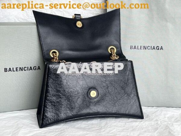 Replica Balenciaga Crush Medium Chain Bag In Black Crushed Calfskin 71 11