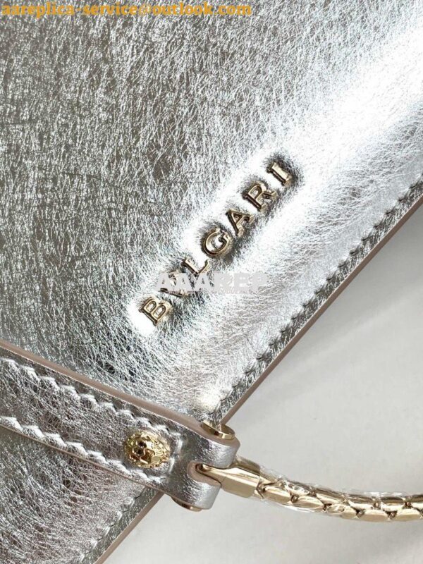 Replica Bvlgari Serpenti Forever Top Handle Silver Striated Leather 29 7