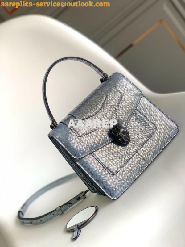 Replica Bvlgari Serpenti Forever Tote Bag in Crystal Blue Metallic Kar