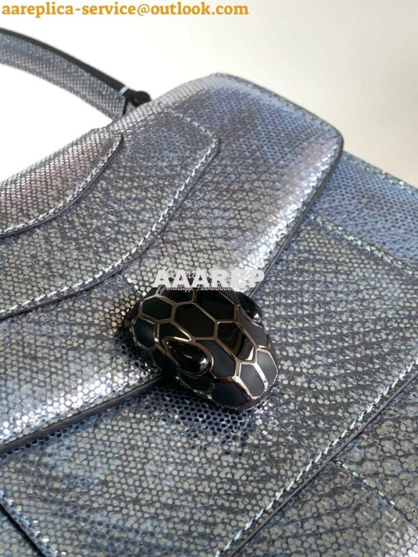 Replica Bvlgari Serpenti Forever Tote Bag in Crystal Blue Metallic Kar 3