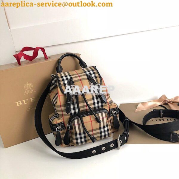 Replica Burberry The Small Rucksack in Vintage Check and Leather 3