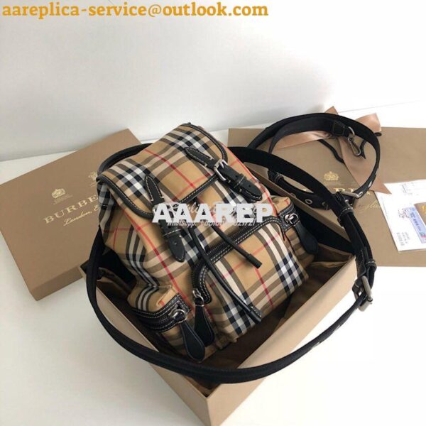 Replica Burberry The Small Rucksack in Vintage Check and Leather 5