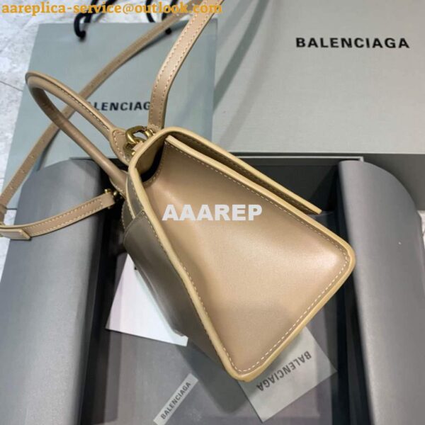 Replica Balenciaga 593546 Hourglass Small Top Handle Calfskin Bag Apricot 5