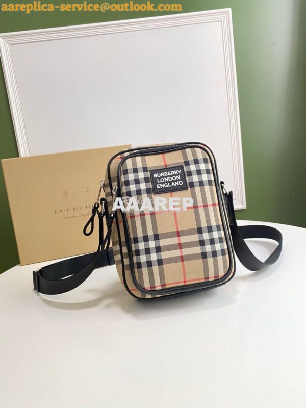 Replica Burberry Vintage Check and Leather Crossbody Bag 80233811 3